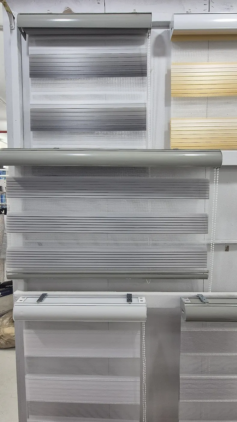 Grey and cream blind samples